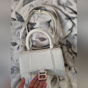 Balenciaga White Croc-Embossed Mini Bag